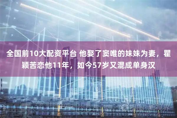 全国前10大配资平台 他娶了窦唯的妹妹为妻，瞿颖苦恋他11年，如今57岁又混成单身汉